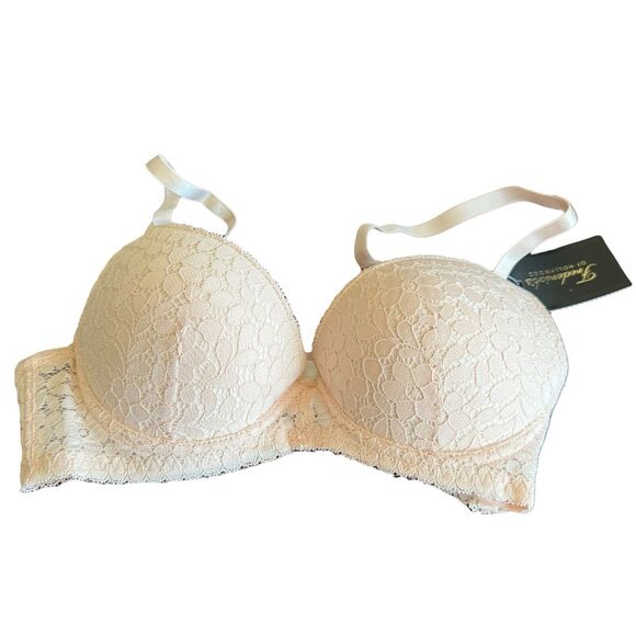 Frederick's of Hollywood Push Up Bra 34C Pink Valerie Floral Lace Contour Padded - Picture 3 of 9